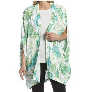 HUE Women's Open-Front Kimono Lounge Sleep Wrap Coverup, Jungle Burst